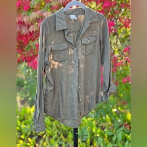 Japna Long Sleeve Button Down Olive Green Women’s Shirt